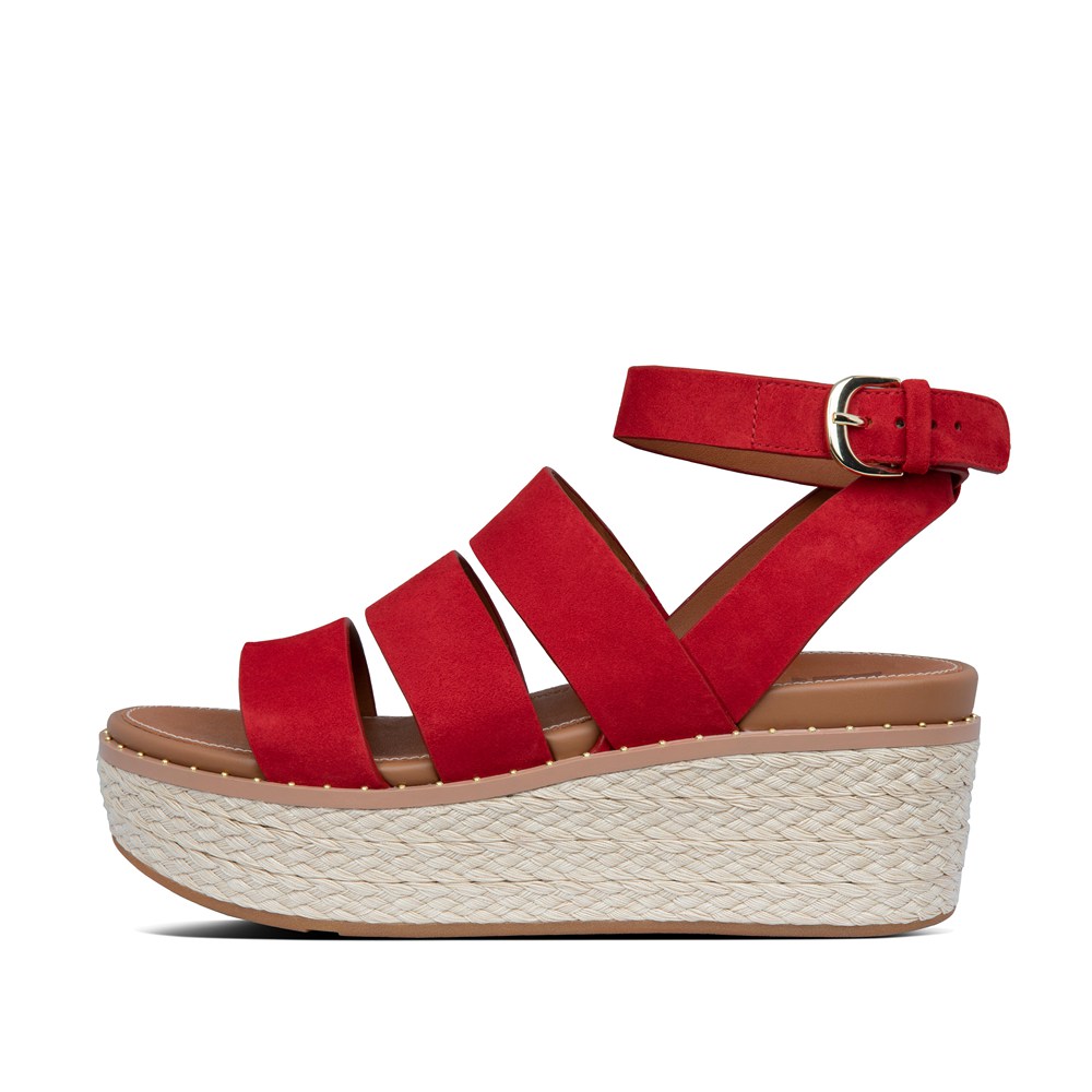 Fitflop Womens Wedge Red - Eloise Espadrille Sandals - 13LCBTYRV